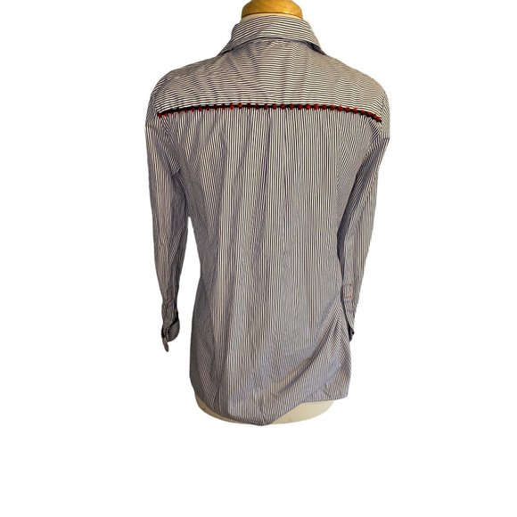 Zara Blue White Striped Button Up Women's S - Picture 4 of 11